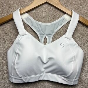 Moving Comfort Juno Sports Bra White Racerback High Impact Style 350025 34DD
